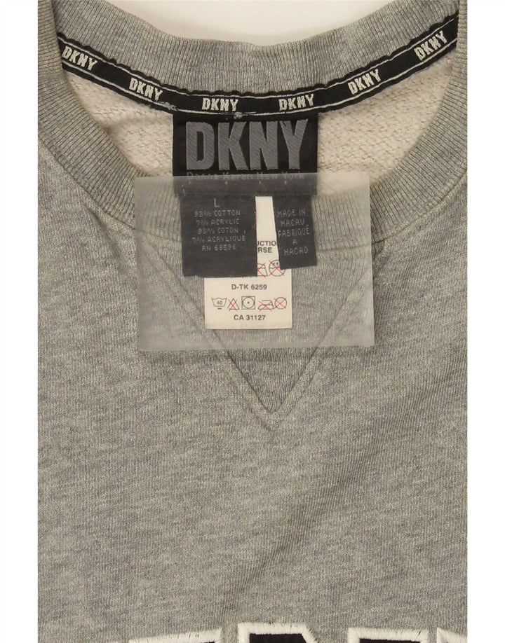 Мужской свитшот с рисунком Dkny, большой серый хлопковый джемпер