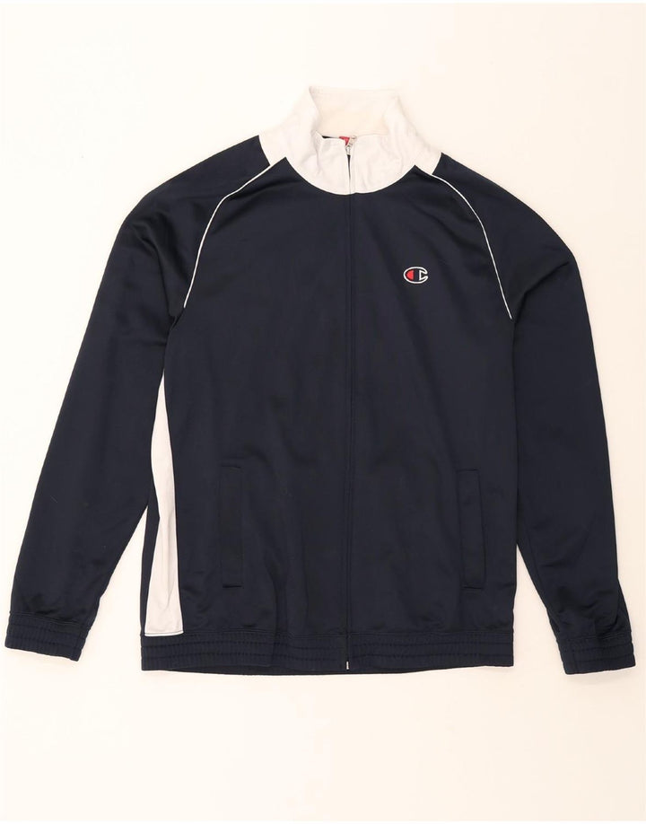 CHAMPION Mens Tracksuit Top Jacket 2XL Navy Blue Colourblock Polyester Vintage Champion and Second-Hand Champion from Messina Hembry 