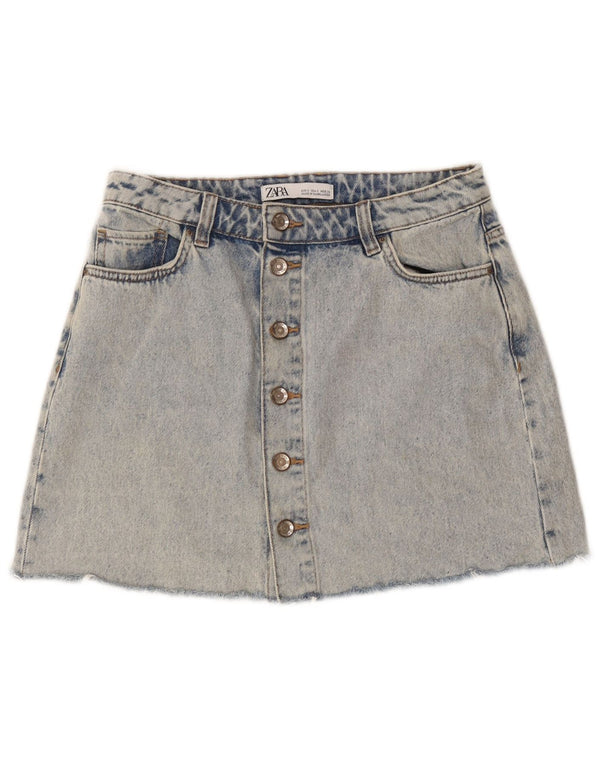 Женская джинсовая юбка Zara, маленькая, W26, синяя, хлопок