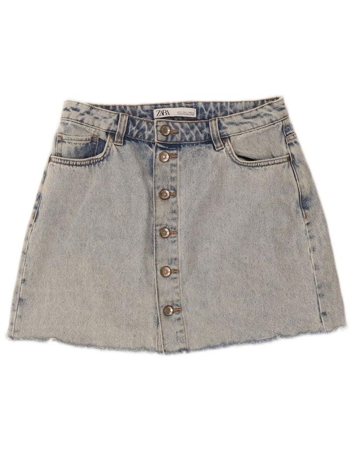 Женская джинсовая юбка Zara, маленькая, W26, синяя, хлопок