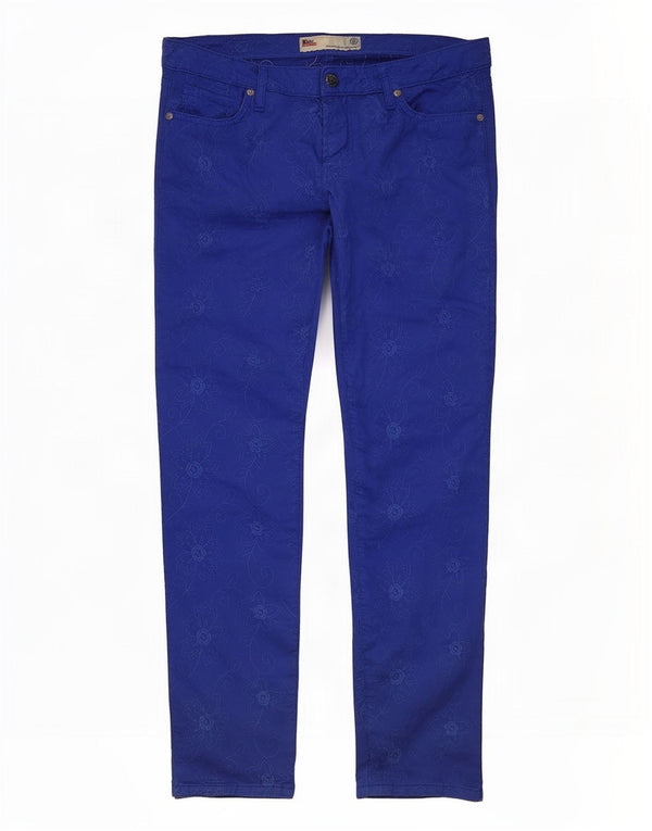 Roy Rogers Womens Low Waist Casual Trousers IT 46 Large W32 L29 Blue Floral
