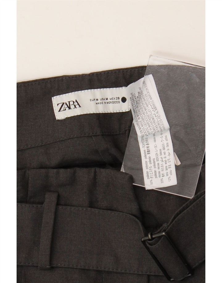 ZARA Женские повседневные широкие брюки среднего размера W28 L29, серый полиэстер