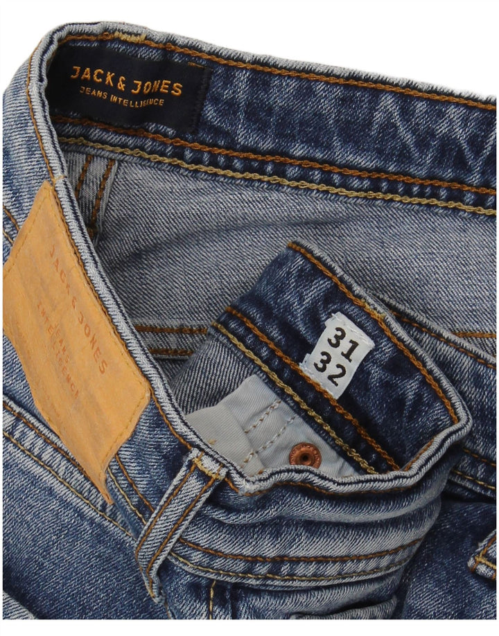 Мужские потертые узкие джинсы JACK & JONES GLENN W31 L32, синий хлопок