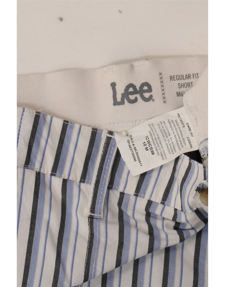 LEE Womens Regular Fit Mid Rise Cargo Shorts US 10 Large W32  Blue Striped Vintage Lee and Second-Hand Lee from Messina Hembry 