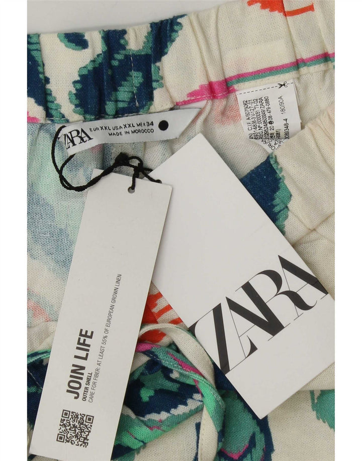 Женские шорты Zara 2XL W38, белый лен, икат
