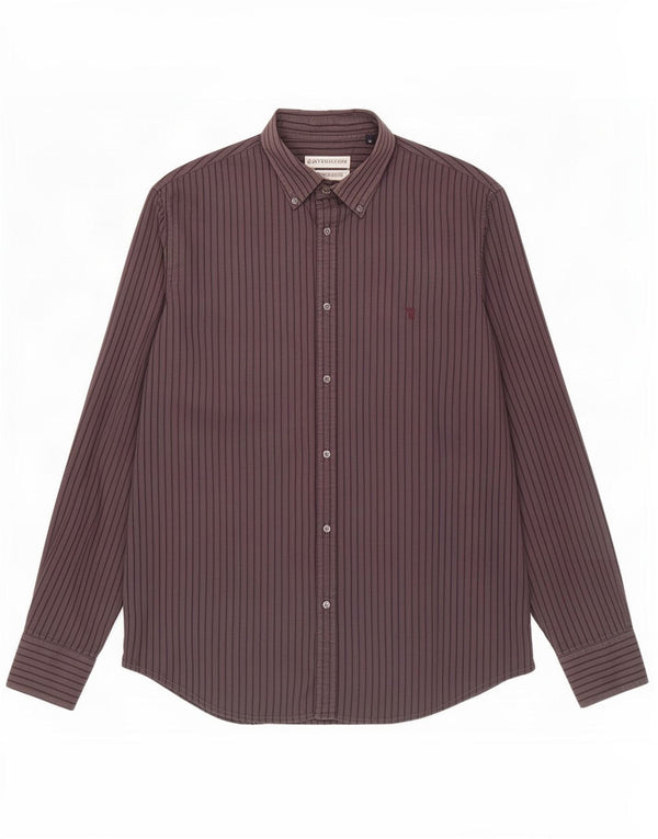 Мужская рубашка Trussardi, размер 42, классическая хлопковая рубашка в серую полоску, классическая