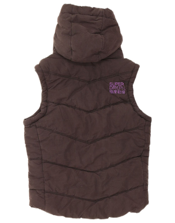 Женский утепленный жилет с капюшоном Superdry UK 10, маленький черный хлопковый