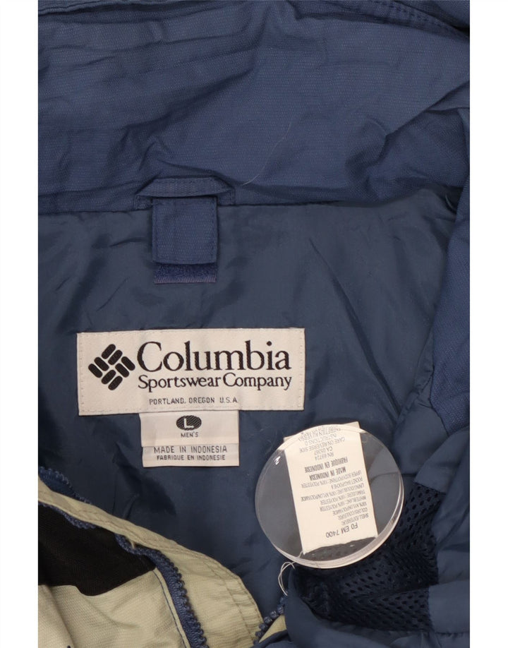 Мужская ветровка Champion с капюшоном, Великобритания 40, большой синий нейлон с цветными блоками