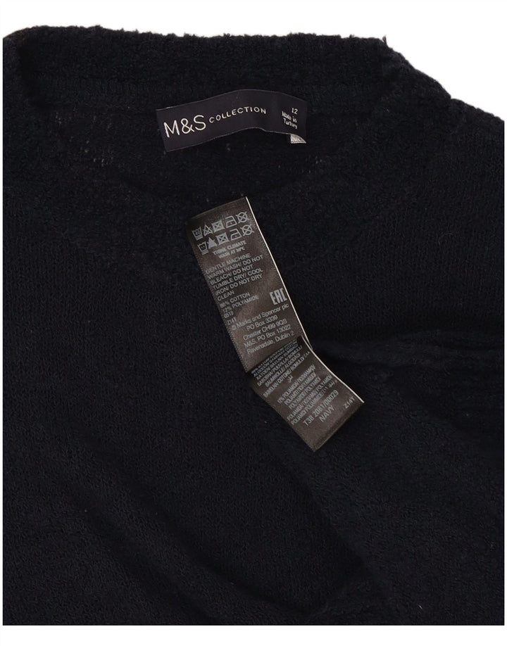 Женский джемпер с круглым вырезом Marks & Spencer UK 12, средний темно-синий