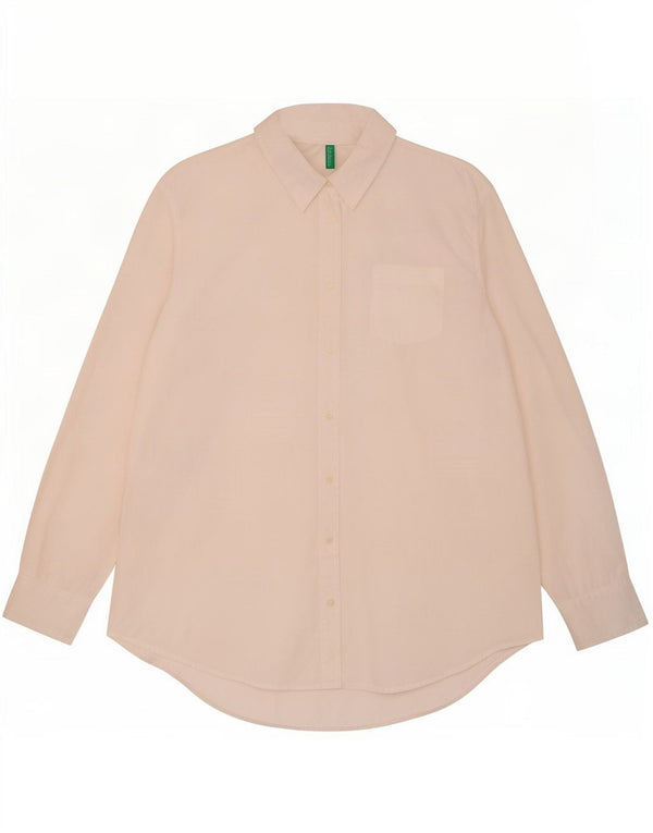 Женская рубашка-рубашка Benetton UK 14, средний цвет, белый хлопок, хлопок
