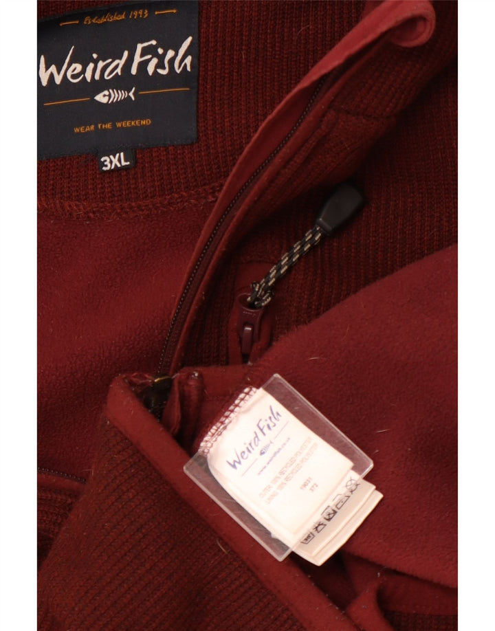 Мужской свитер с капюшоном на молнии WEIRD FISH 3XL темно-бордовый из полиэстера
