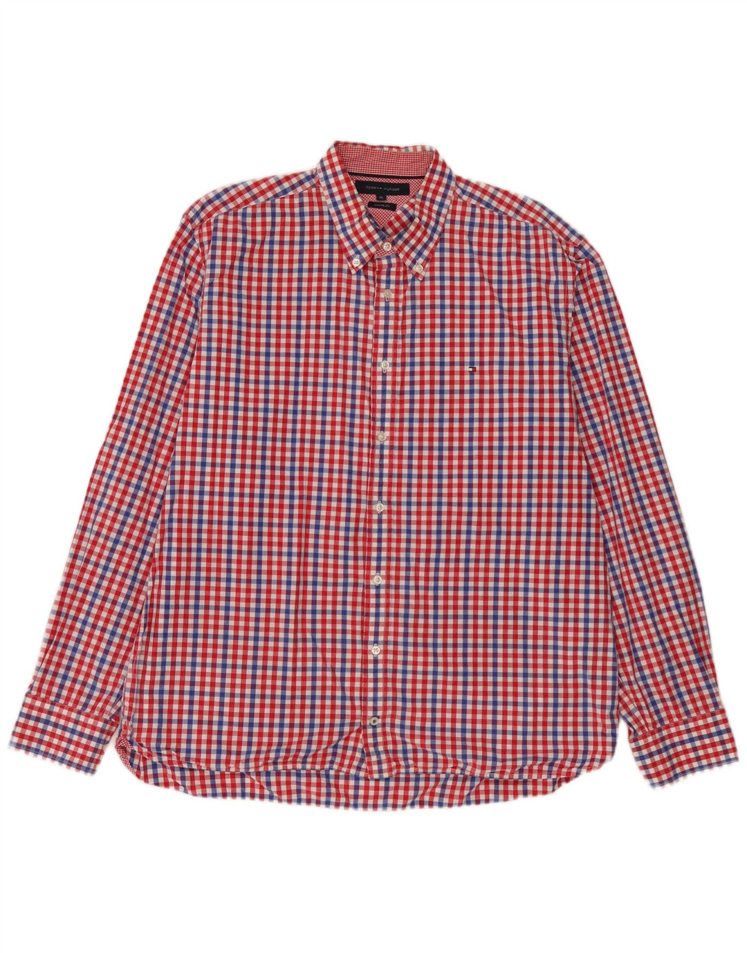 Мужская рубашка на заказ Tommy Hilfiger XL из хлопка в красную клетку