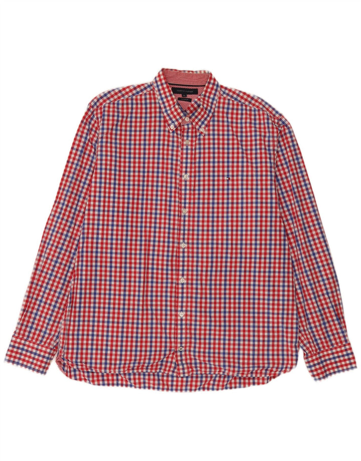 Мужская рубашка на заказ Tommy Hilfiger XL из хлопка в красную клетку