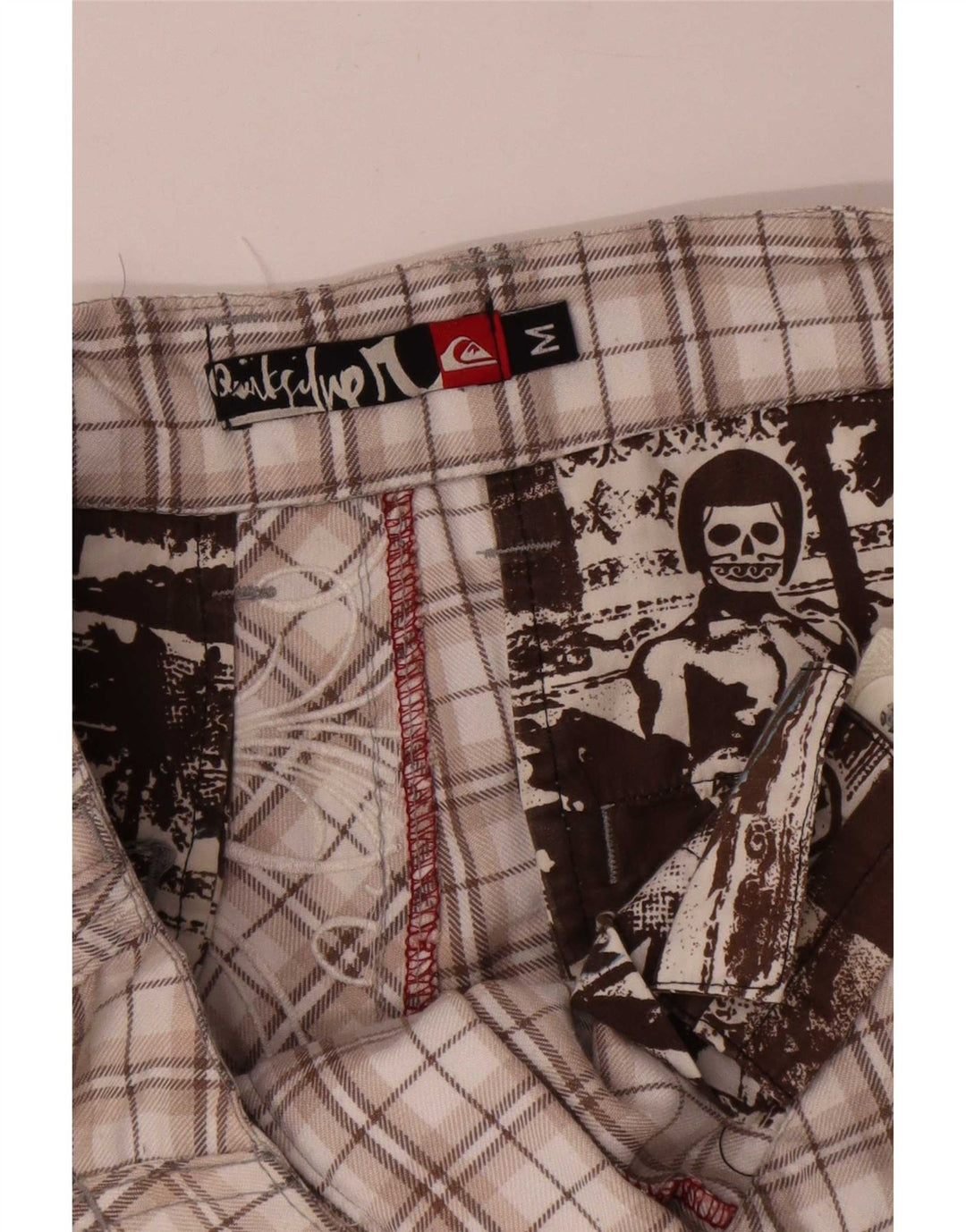 Мужские шорты чинос Quiksilver с рисунком, средний размер W32, полиэстер в бежевую клетку