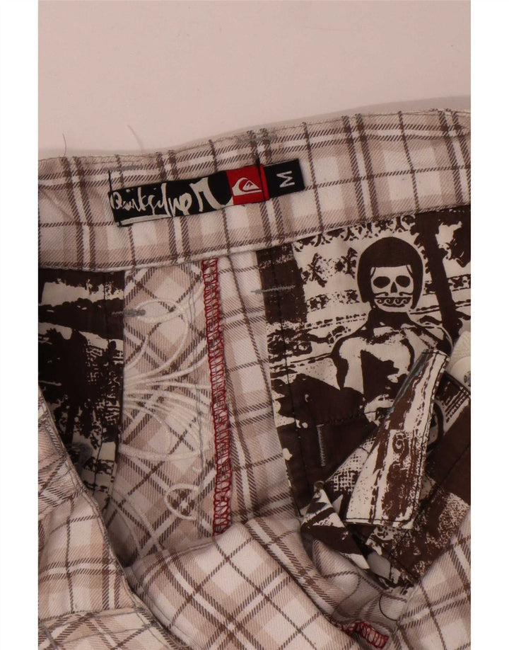 Мужские шорты чинос Quiksilver с рисунком, средний размер W32, полиэстер в бежевую клетку