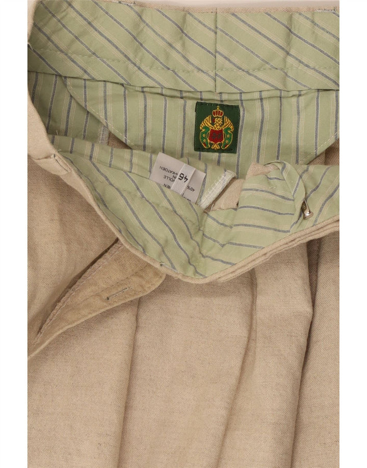 Мужские костюмные брюки VINTAGE с привязкой IT 46 Small W32 L31 Бежевый лен