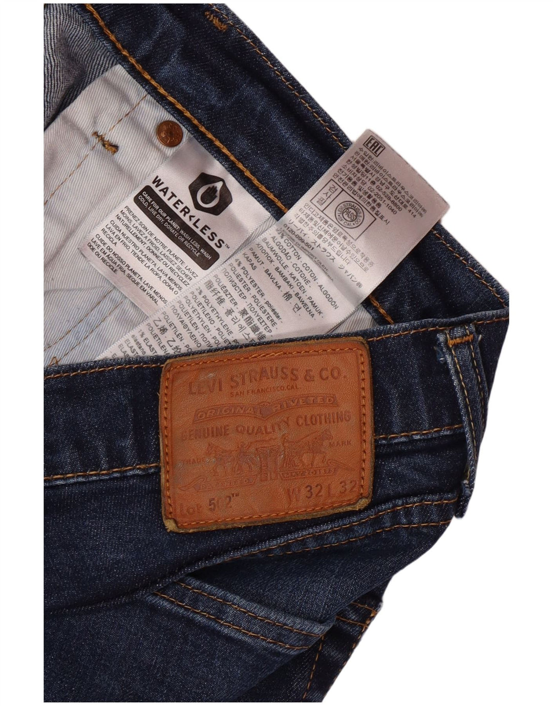 Мужские зауженные джинсы LEVI'S 502 W32 L30 синие, хлопок