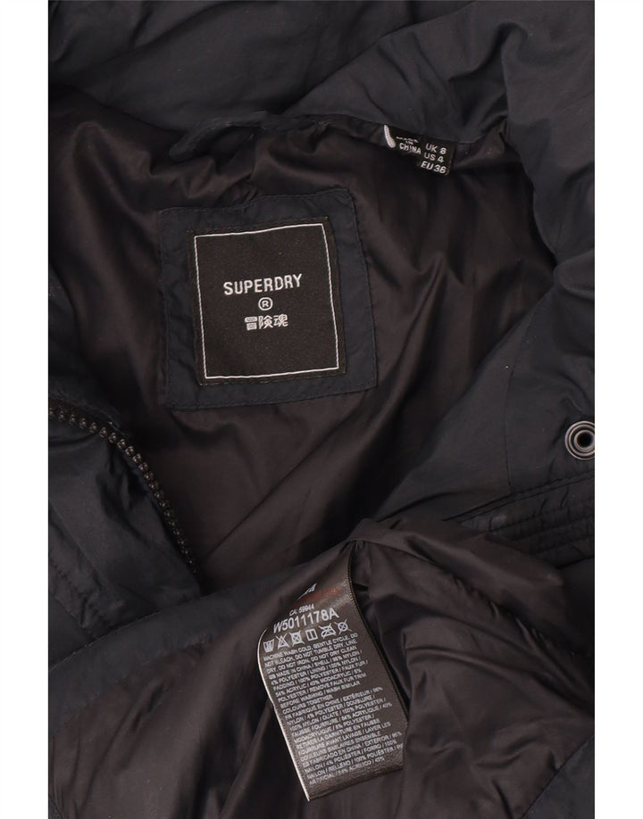 Женская стеганая куртка Superdry UK 8, маленькая, черный нейлон
