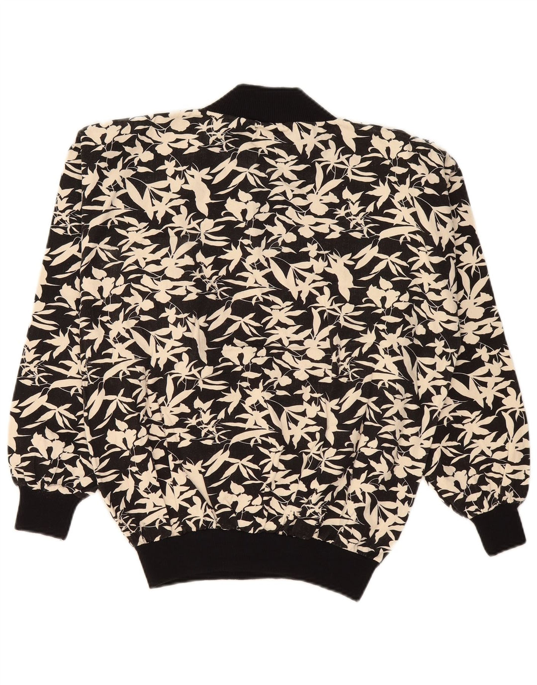 Винтажный женский свитер-свитшот UK 16, большой черный цветочный принт