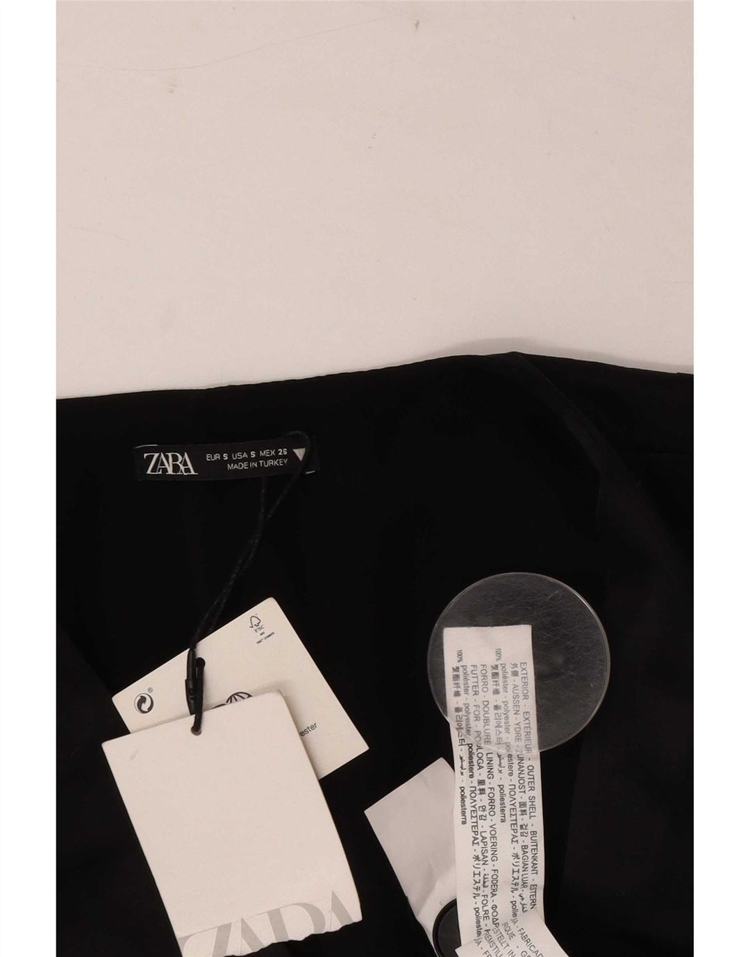 Женский двубортный пиджак Zara UK 10, маленький черный с геометрическим узором