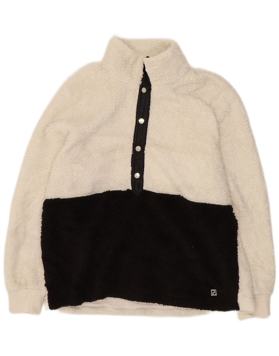 Женский флисовый джемпер оверсайз Calvin Klein UK 14, средний белый с цветными блоками