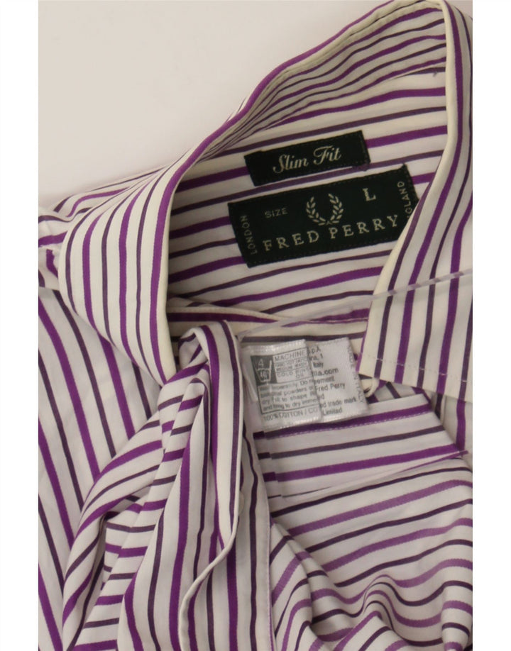 Мужская рубашка узкого кроя Fred Perry, большая серая хлопковая полоска