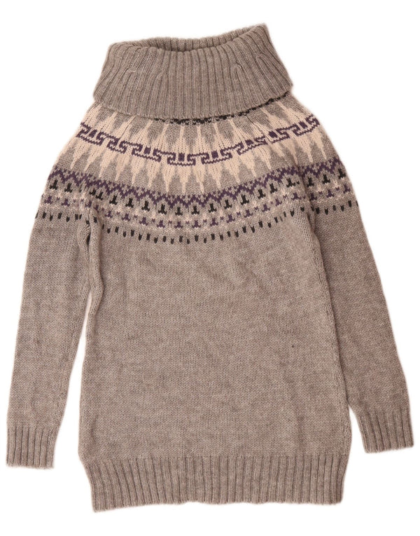Женский джемпер с высоким воротником Marks & Spencer UK 12, средний серый цвет Fair Isle