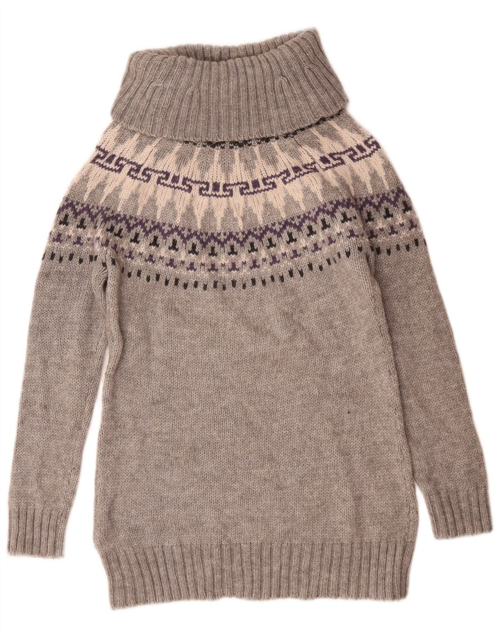 Женский джемпер с высоким воротником Marks & Spencer UK 12, средний серый цвет Fair Isle