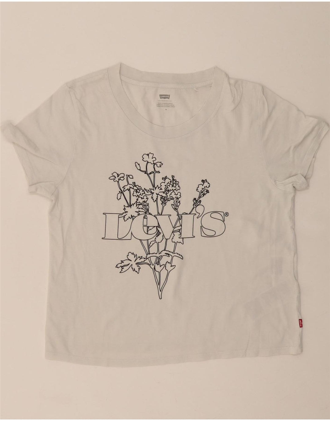 LEVI'S Womens Graphic T-Shirt Top UK 14 Medium White Cotton Vintage Levi's and Second-Hand Levi's from Messina Hembry 