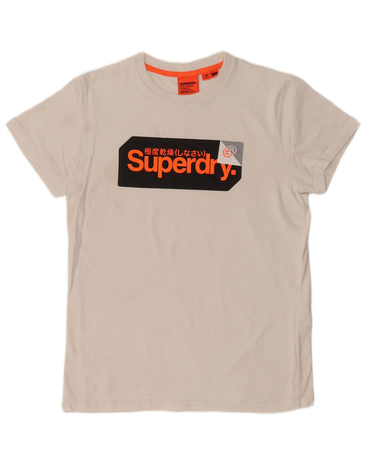 SUPERDRY Мужская футболка с рисунком, топ среднего размера, белый хлопок, хлопок