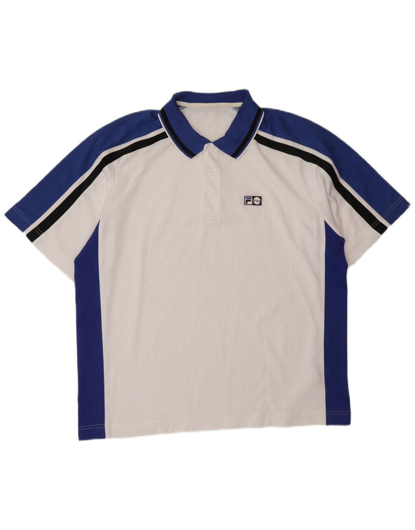 Мужская рубашка-поло FILA XL, полиэстер белого цвета с цветными блоками