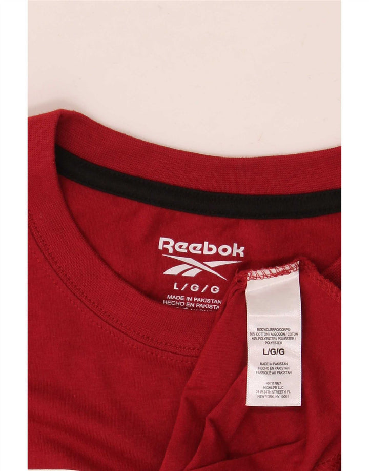 Мужская футболка с рисунком Reebok, большой красный хлопок
