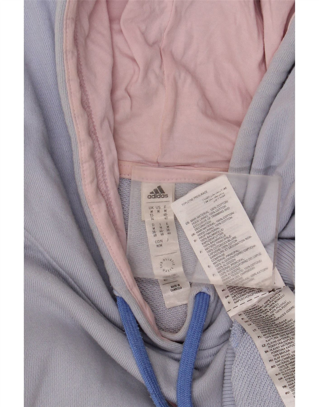 Женский джемпер с капюшоном ADIDAS Oversized UK 12/14, средний синий, цветной блок