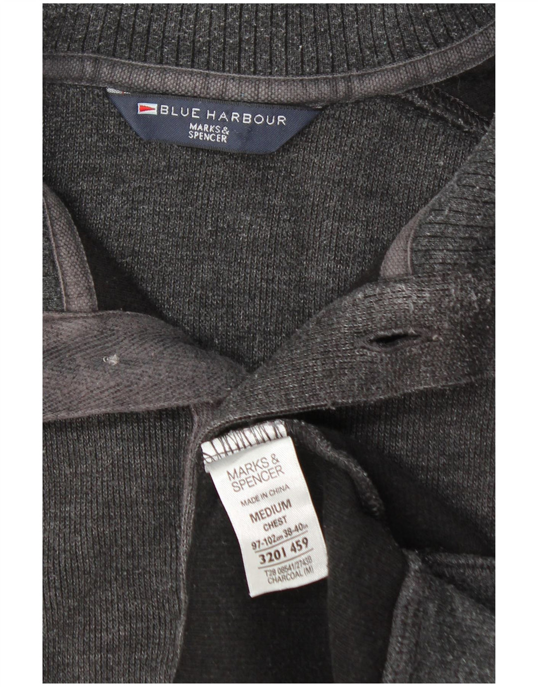 Мужской джемпер с воротником на пуговицах Marks & Spencer, средний серый хлопковый свитер