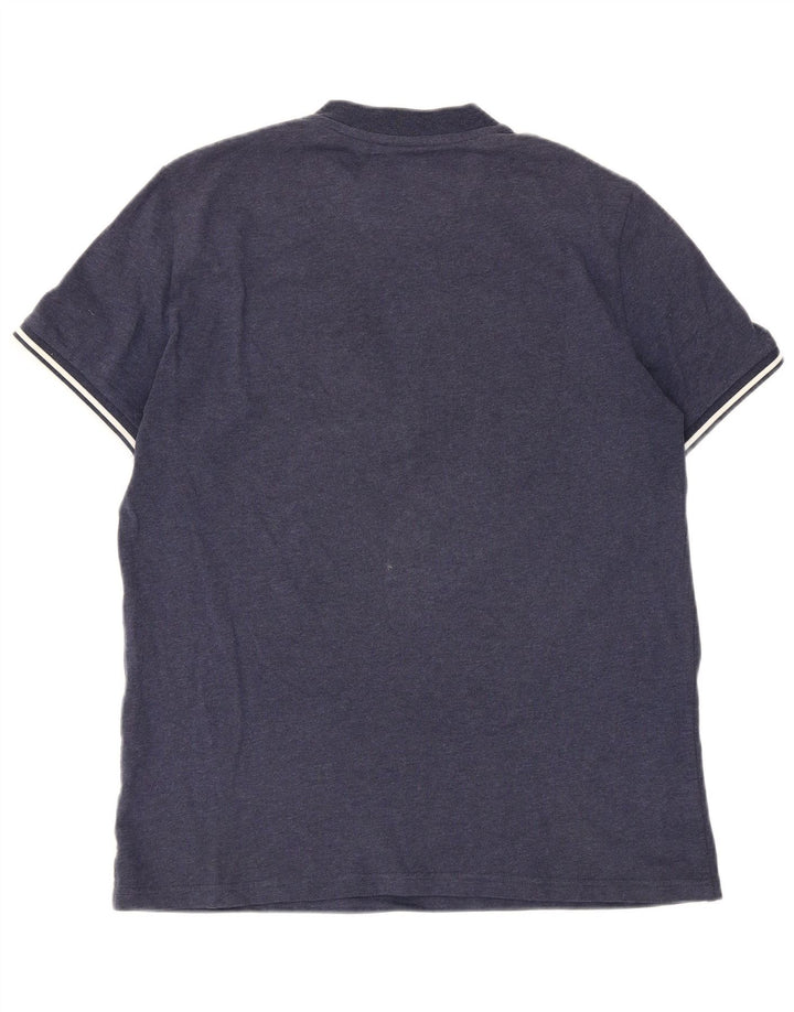 Мужская футболка Fred Perry с воротником на молнии, средний темно-синий в полоску