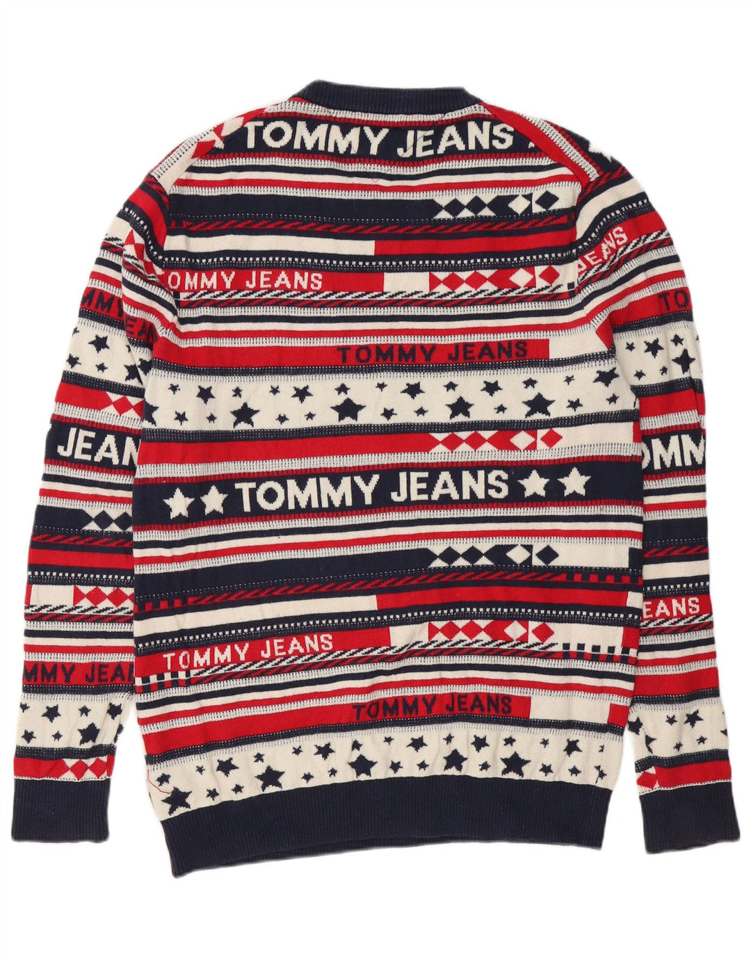 Мужской джемпер с круглым вырезом Tommy Hilfiger, большой разноцветный полосатый свитер