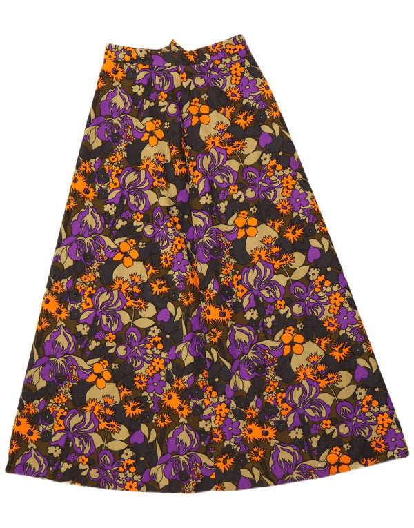 ВИНТАЖНАЯ женская макси-юбка с высокой талией W28, средняя, разноцветная с цветочным принтом