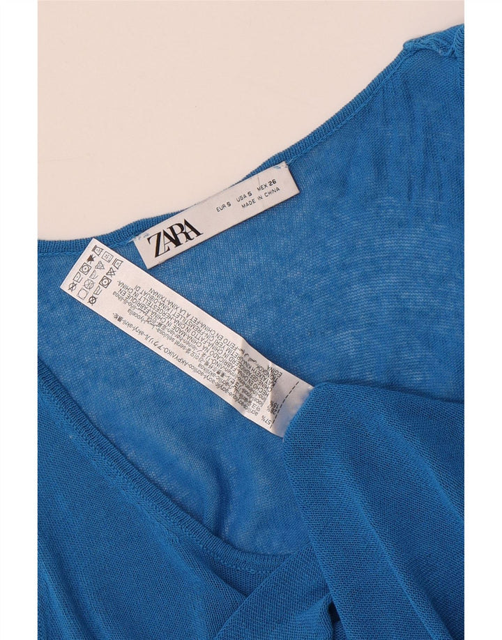 Женский укороченный жилет Zara UK 8, маленький синий акрил