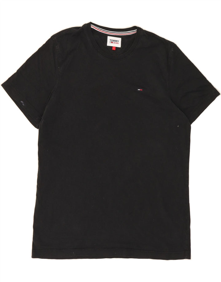 TOMMY HILFIGER Mens T-Shirt Top Large Black Cotton Vintage Tommy Hilfiger and Second-Hand Tommy Hilfiger from Messina Hembry 