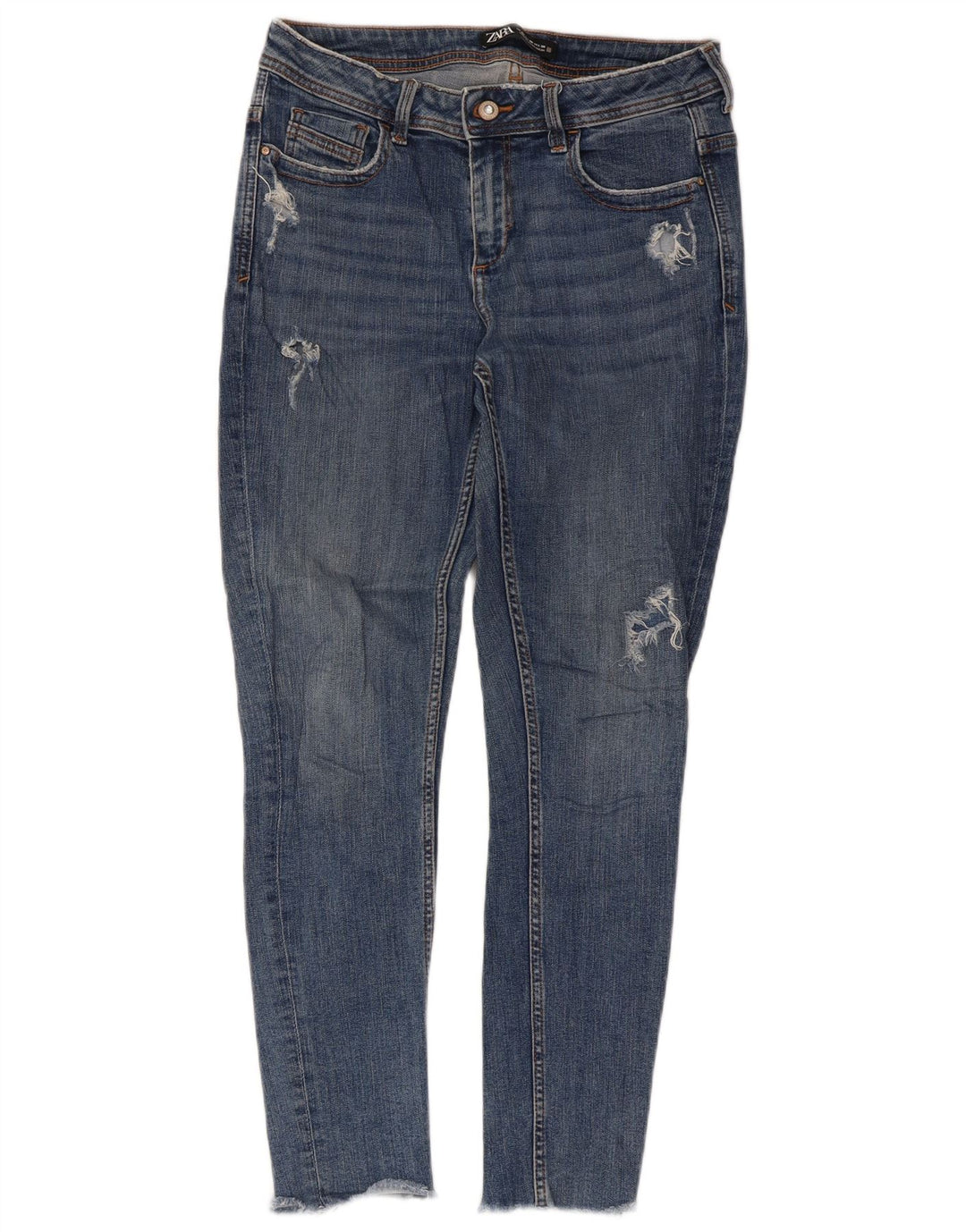 Женские потертые джинсы скинни Zara EU 40 Medium W30 L27 Синие