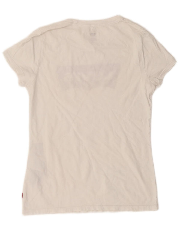 Женская футболка с рисунком LEVI'S Top UK 10 Small Off White Cotton