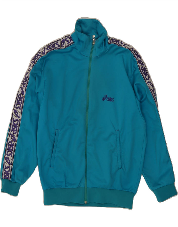 ASICS Womens Graphic Tracksuit Top Jacket IT 48 XL Blue Vintage Asics and Second-Hand Asics from Messina Hembry 
