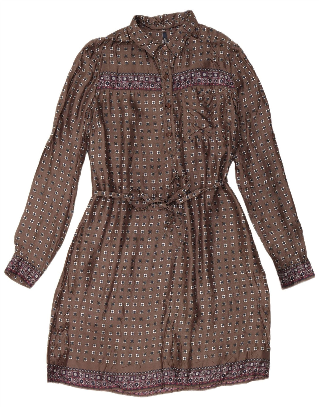 Женское платье-футляр Woolrich с длинными рукавами, Великобритания 14, средний серый с геометрическим рисунком
