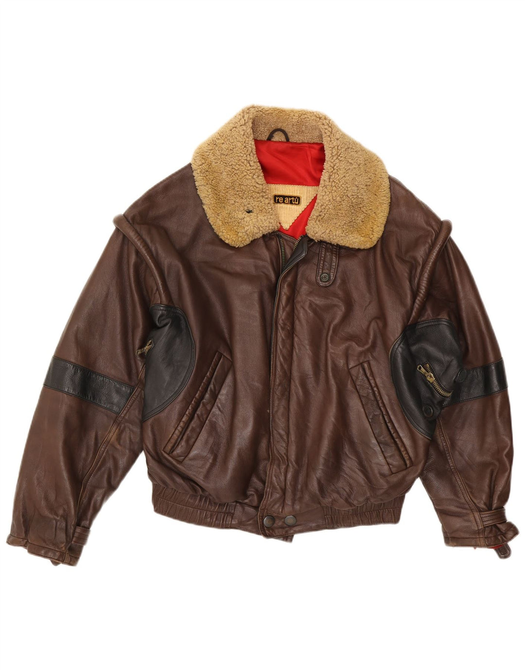 Винтажная мужская кожаная куртка IT 52 XL Коричневая кожаная