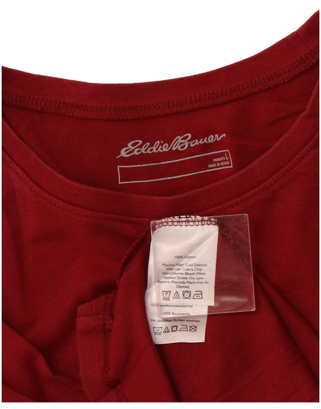 EDDIE BAUER Женский топ с длинным рукавом UK 14, большой бордовый хлопок
