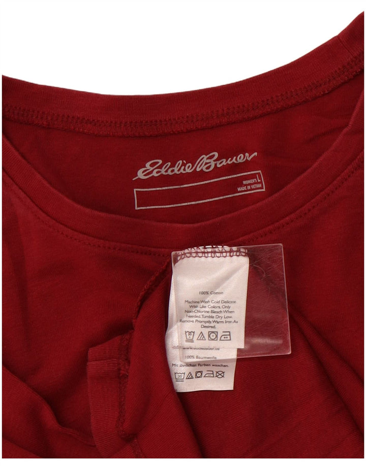 EDDIE BAUER Женский топ с длинным рукавом UK 14, большой бордовый хлопок