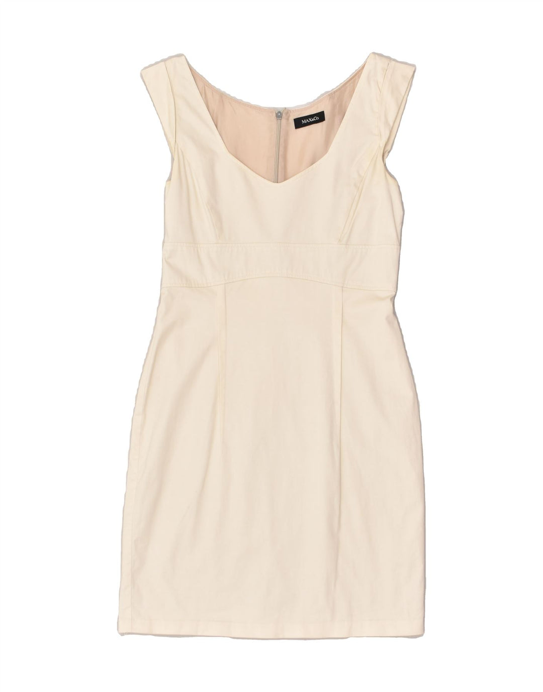 MAX & CO. Womens Sheath Dress UK 8 Small  Off White Cotton | Vintage Max & Co. | Thrift | Second-Hand Max & Co. | Used Clothing | Messina Hembry 