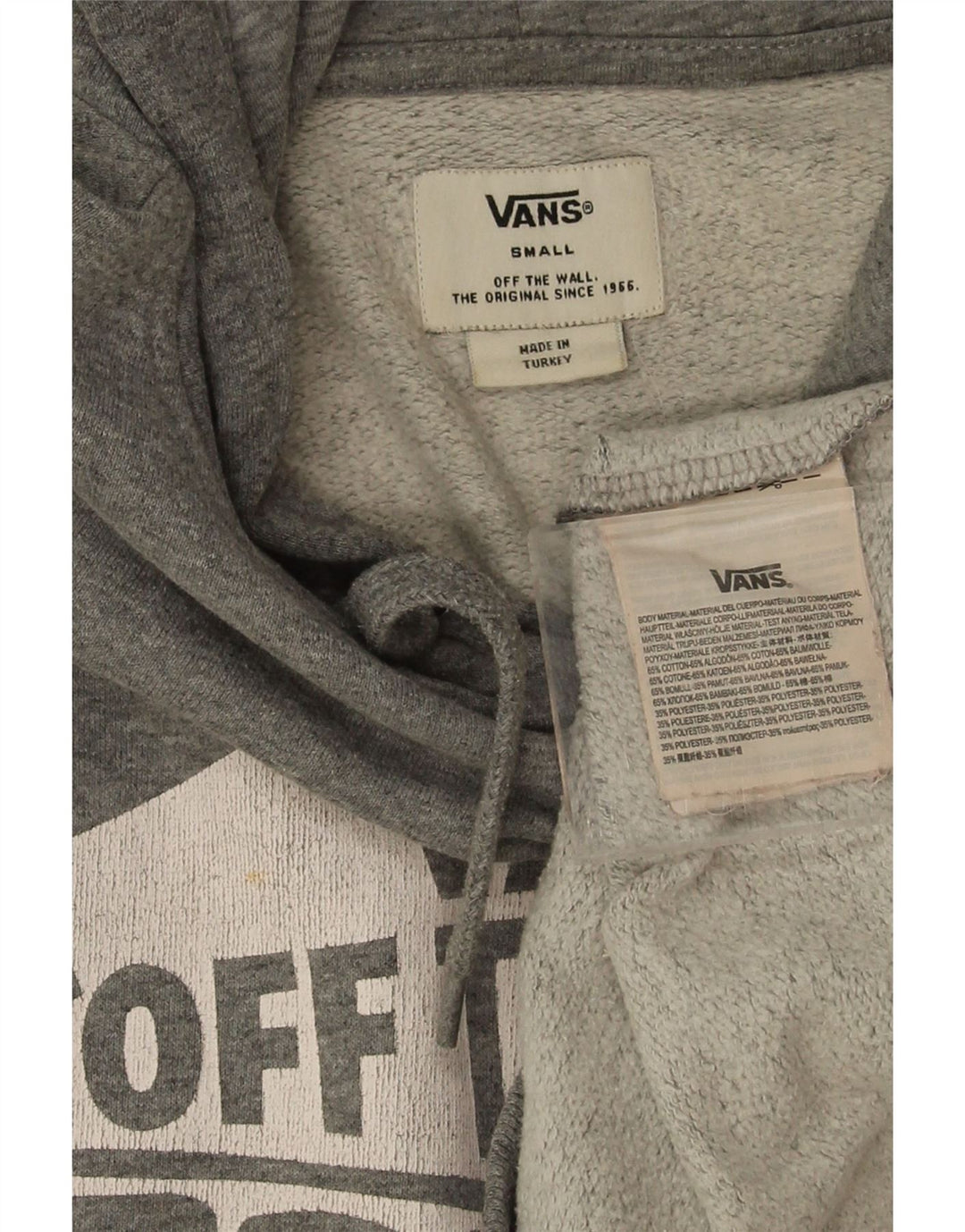 Мужской джемпер с капюшоном Vans, маленький серый, хлопковый