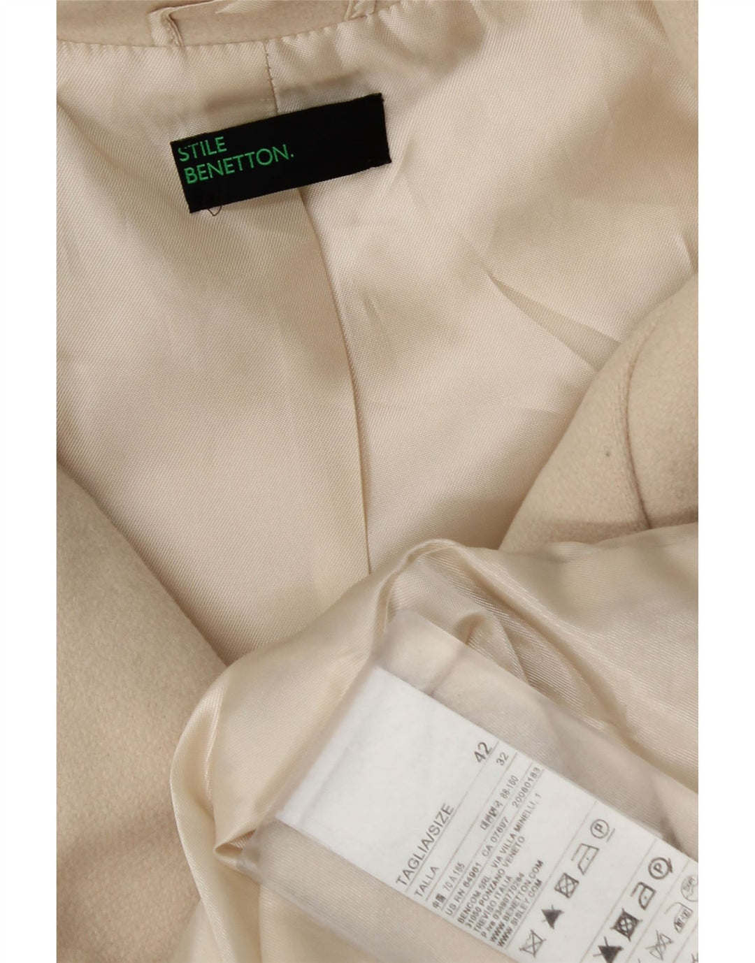 Женское пальто Benetton IT 42 Medium White Wool