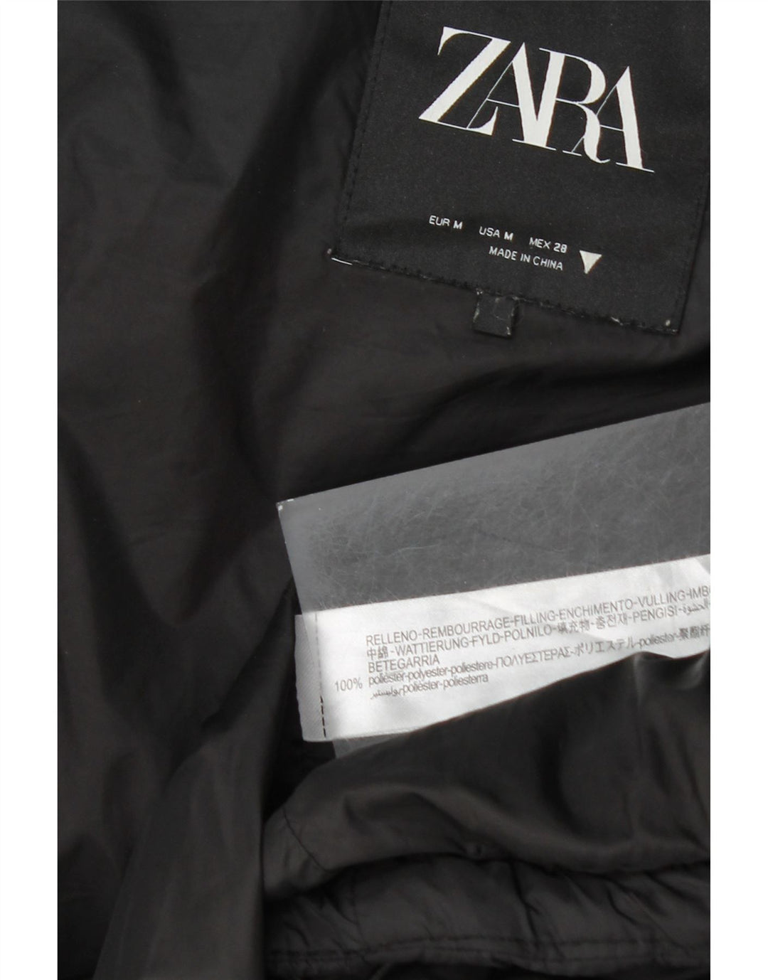 Женский утепленный жилет с капюшоном Zara UK 14, средний черный полиэстер